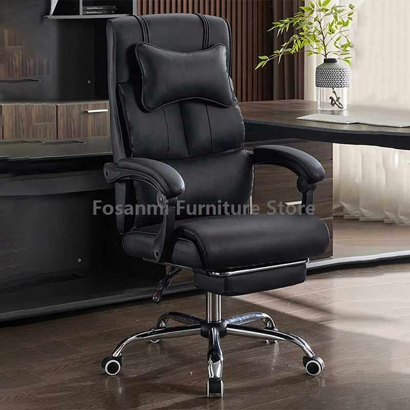 High Quality Fashion Leather Office Chair Home Computer Chair With Footrest and Adjustable Headrest Gaming Desk Swivel Chairs