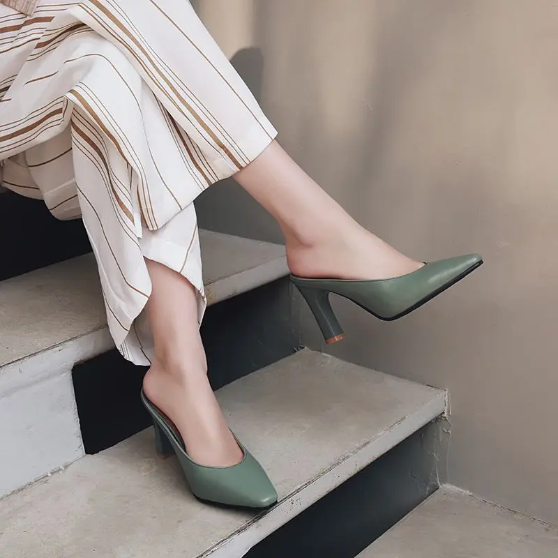 SIMLOVEYO 2026 الكلاسيكية المرأة البغل الصنادل ساحة تو 8.5 سنتيمتر كتلة كعب الانزلاق على موضة يؤرخ نمط أحجام كبيرة 44-46 سيدة الساخن #3