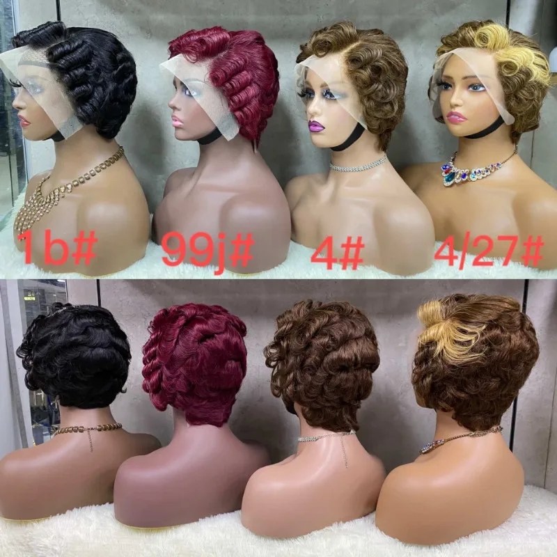 

Loose Curly Pixie Wig 13x4 Transparent Lace Frontal 100% Human Hair Pre-Plucked Hairline Remy Brazilian Virgin Hair For Women
