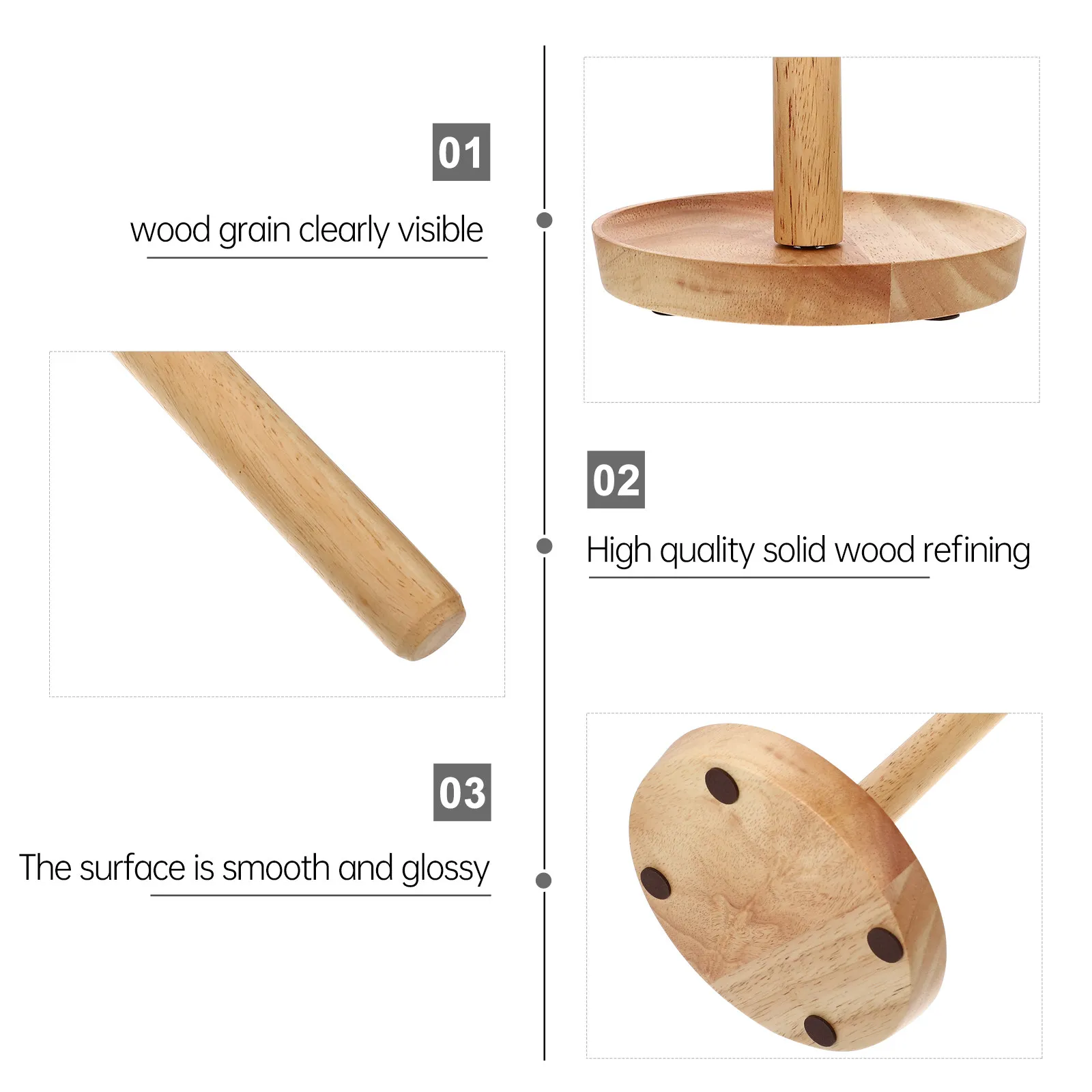 

Держатель для туалетной бумаги из массива дерева, тонкий дизайн, для ванной комнаты, автодома, подставка для рулонов, противоскользящее основание, деревянный держатель для салфеток