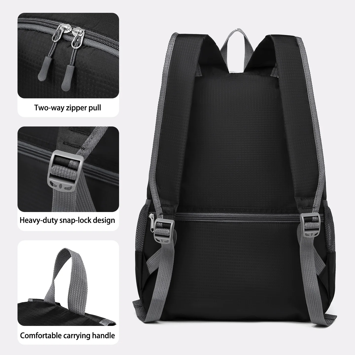 حقيبة ظهر كاجوال للرجال ذات سعة كبيرة، متينة وخفيفة الوزن للجنسين، قابلة للطي، حقيبة ظهر رياضية خارجية مقاومة للرذاذ، حقيبة ظهر للسفر