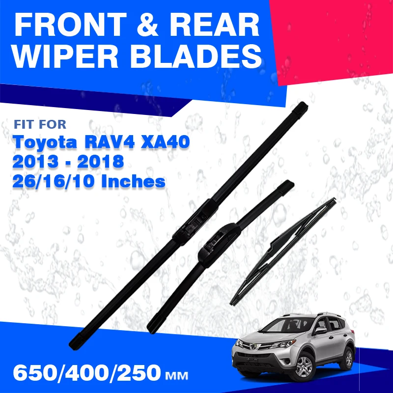 

For Toyota RAV4 XA40 2013 - 2018 Car Front Rear Wiper Blades Window Windscreen Windshield 26"16"10" Brushes Cleaning Accessories