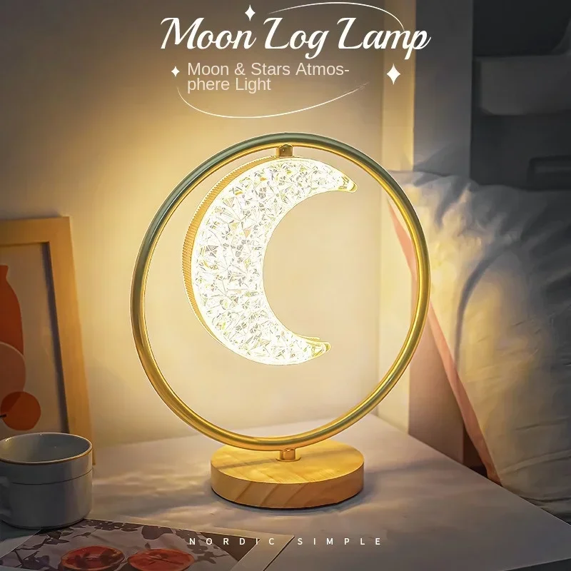 Three Color Toning Table Lamps for Bedroom  Room Decor Creative Ornament Night Bedroom Bedside Decorative Desk Lamp Moon Stars