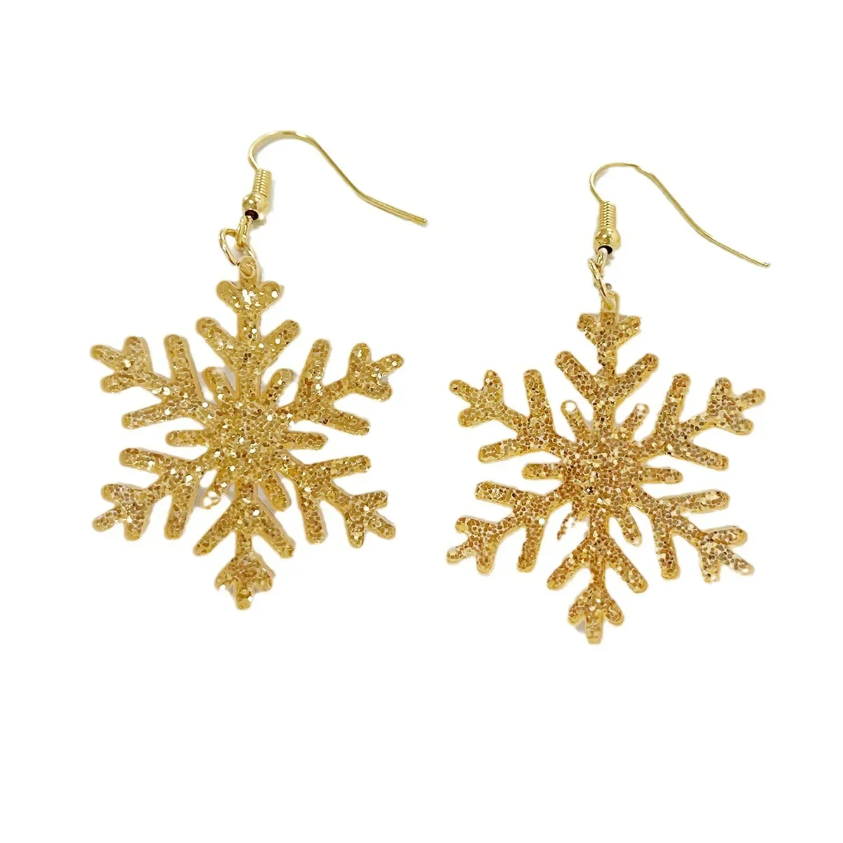 Sweet temperament, personality brown snowflake earrings, cut-out sequins, glitter, edelweiss, versatile personality earrings