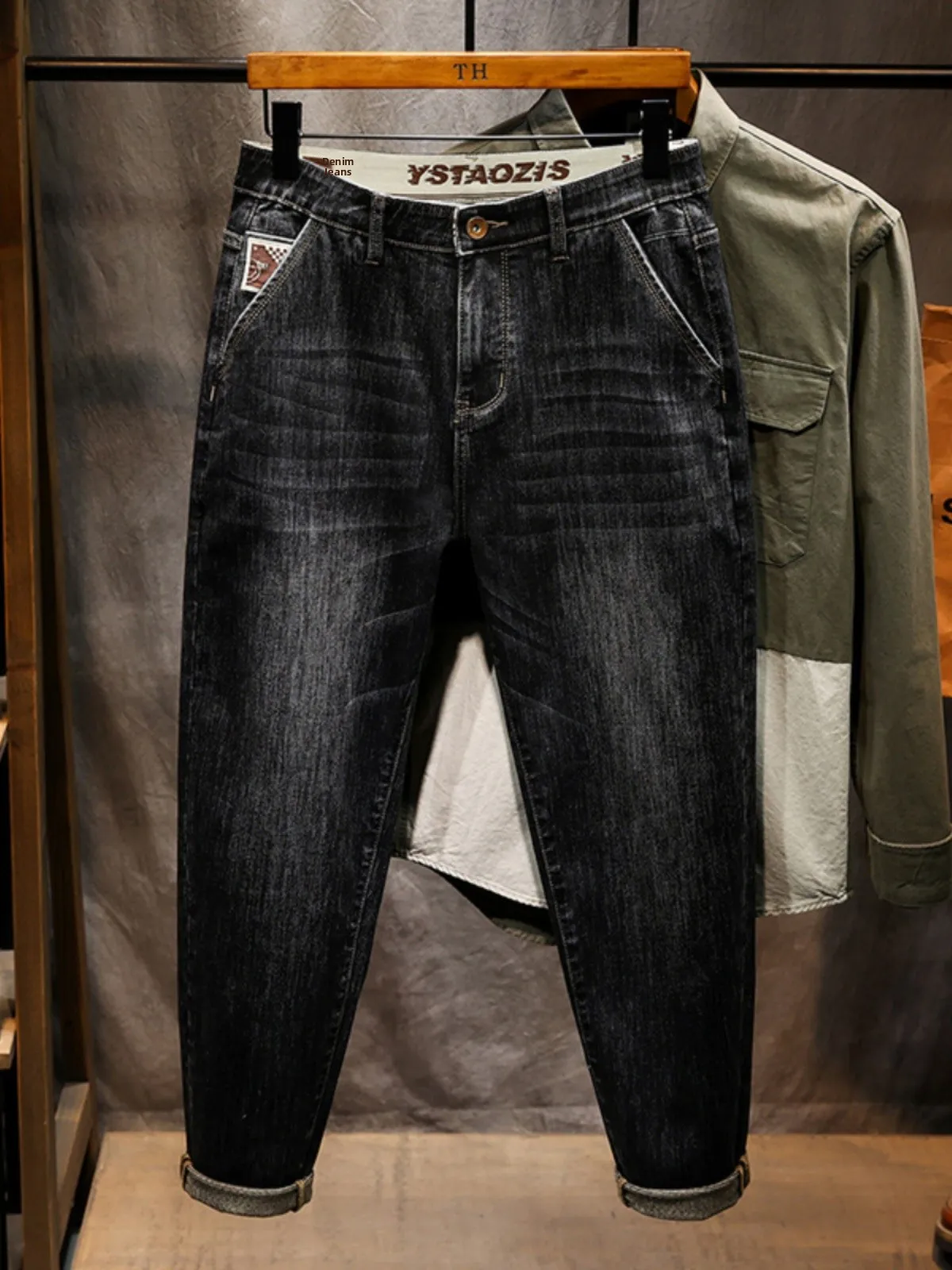 

High Elasticity Denim plus Size Men's Jeans Loose Fit Trendy plus Size Casual Long Pants Autumn Winter Cotton Stretch Denim