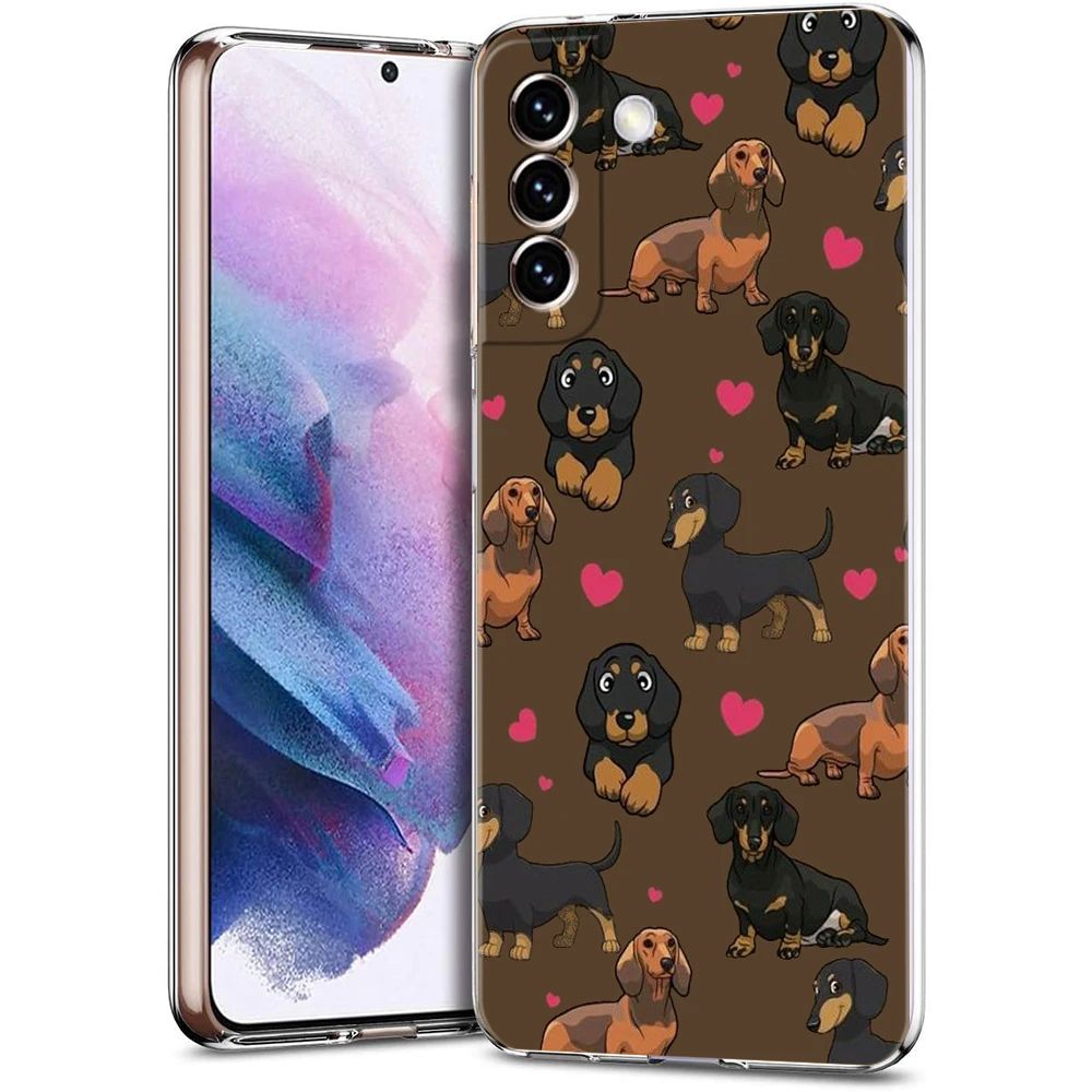 Phone Case For Samsung Galaxy S24 Ultra S23 FE S22 S20 S21 5G S10 S9 Plus S10E S8 Soft Clear Dachshund Sausage Dog Cover