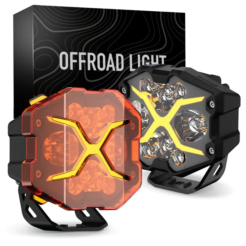 NOVSIGHT X Series 4 بوصة LED جراب ضوء X-Line DRL القيادة شعاع العنبر على الطرق الوعرة أضواء الضباب للسيارات
