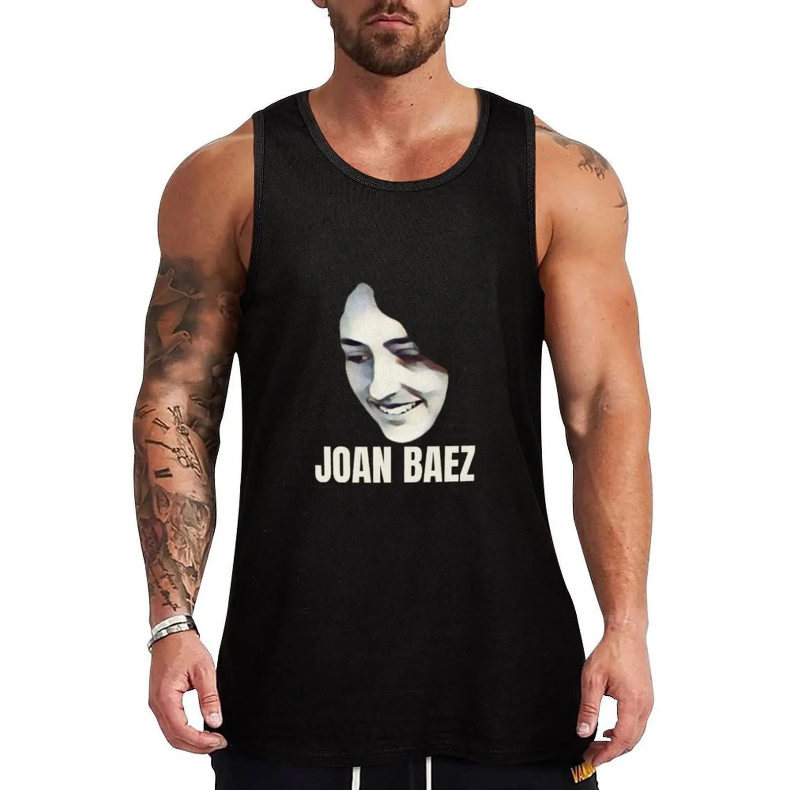 

Joan Baez- Creme Tank Top bodybuilding t-shirt gym for men summer clothes for men