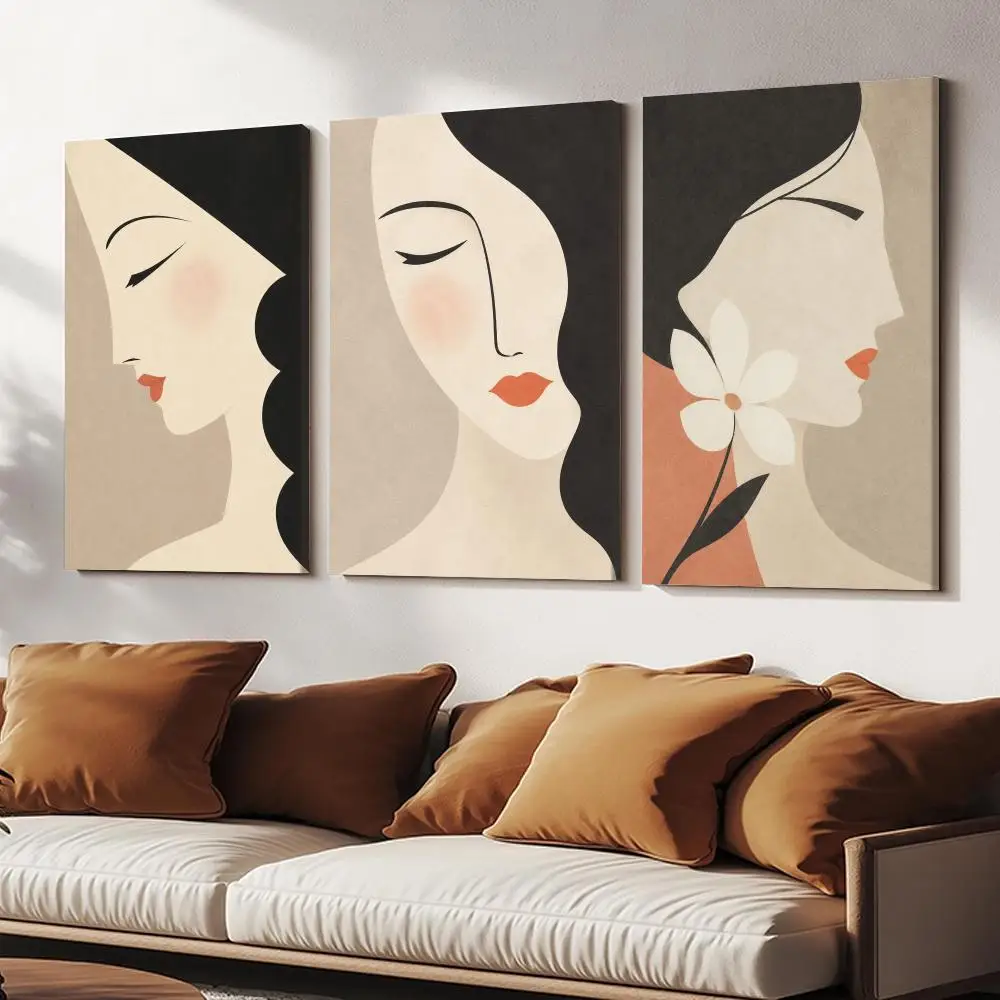 Minimalist Feminine Portraits Poster HD Canvas Wall Art Poster With Optional Inner Frame Adds Depth Texture To Hallway Decor