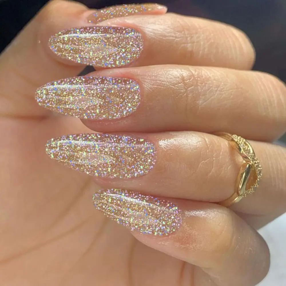 

Модные носимые маникюрные миндалевидные накладные ногти средней длины с полным покрытием, накладные ногти с заостренной головкой для девочек