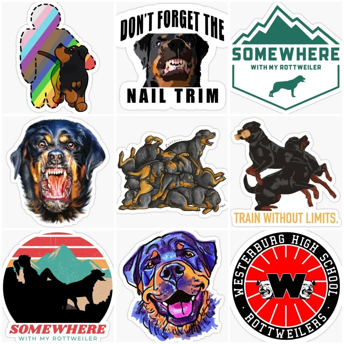 

Rottweiler Dog Pets Creative Sticker Wall Room Accessories Camper Car Window Truck Moto Bicycle Glass Helmet Doghouse Decal PVC