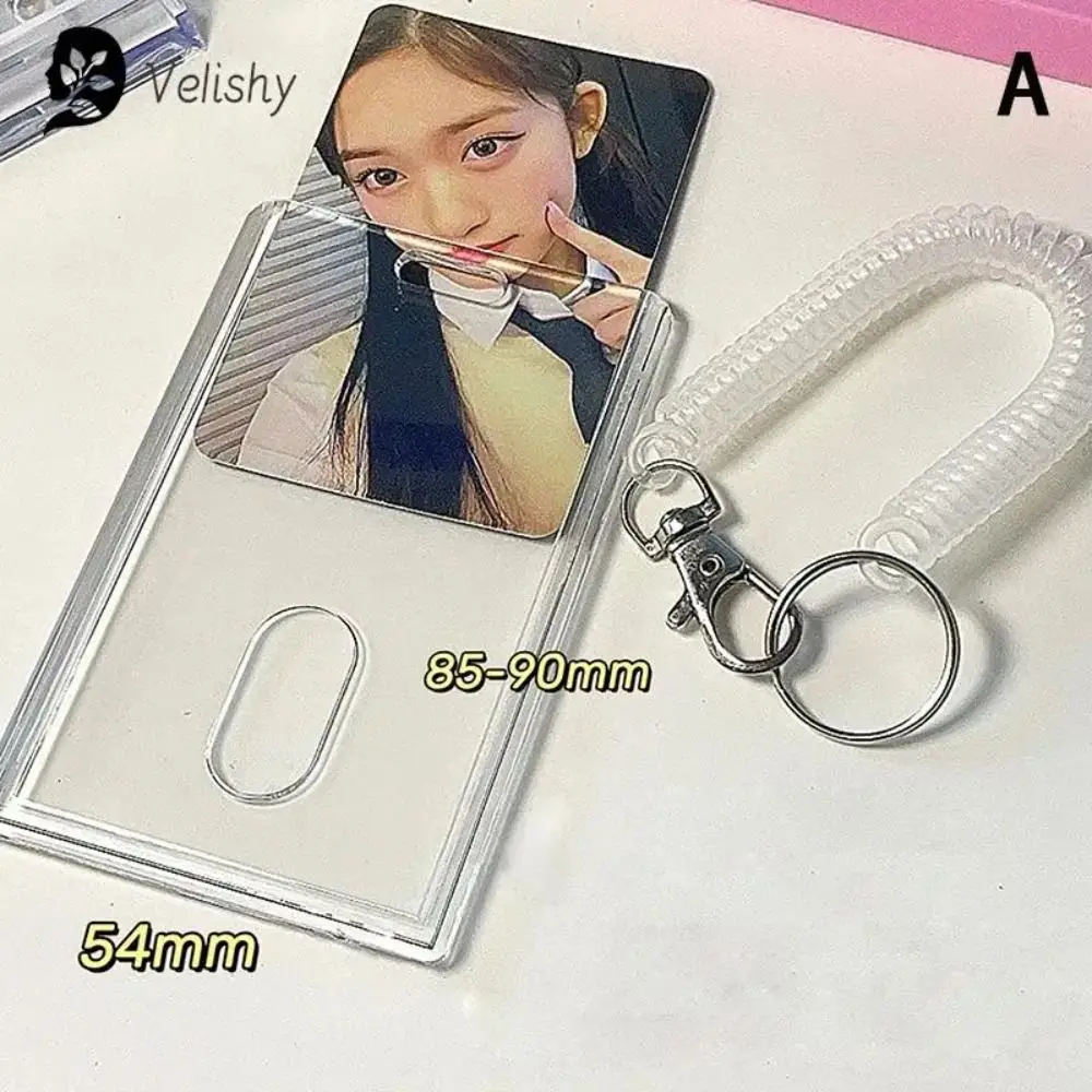 

New Acrylic Photocard Holder Transparent Spring Rope Card Holder Keychain Card