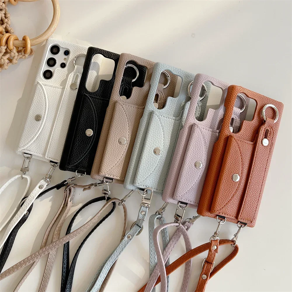 Handgelenkriemen-Crossbody-Hülle für Samsung Galaxy S24 FE S23 S22 S21 Plus S25 S26 Ultra A56 A36 A26 A16 A55 A54 mit Kartenhalter und Geldbörse – Detail 6