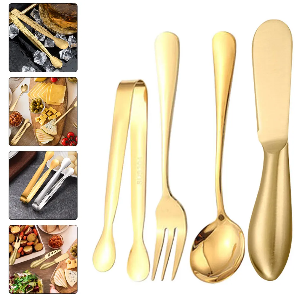 

1Set Cheese Knife Set Stainless Steel Sharp Blades Polished Handles Easy Grip Kitchen Essentials Butter Spreader Dessert Fork