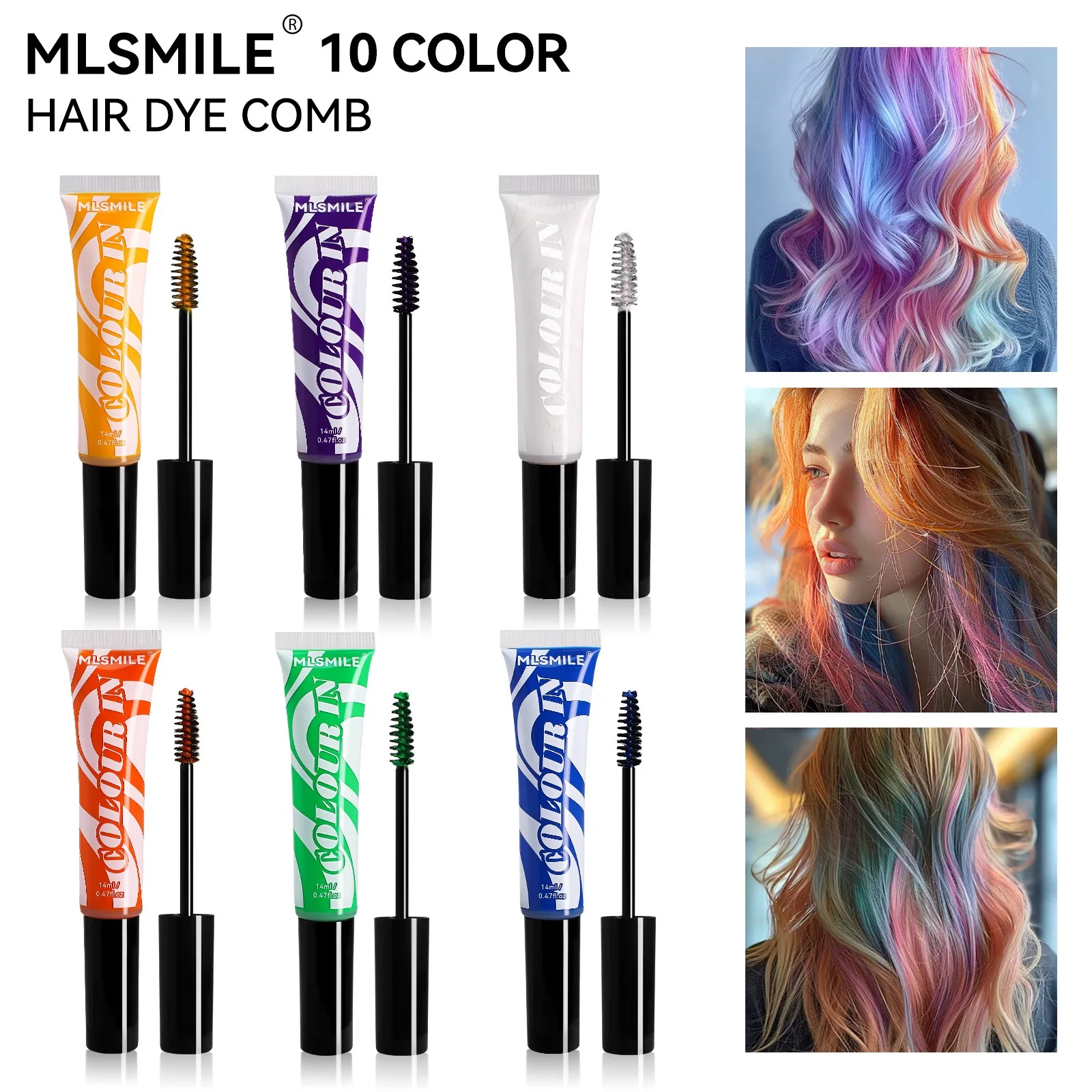 Disposable hair dye Red, yellow and blue color highlights Color eyebrow dye Cos stage makeup temporary dyeing Hair dye