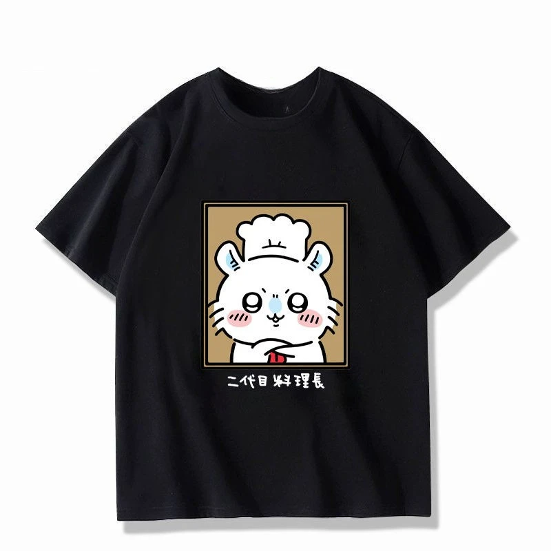 تي شيرت Ji Yi Collaboration Pure Prison Usaki صيفي بأكمام قصيرة للزوجين مع طباعة من القطن الخالص