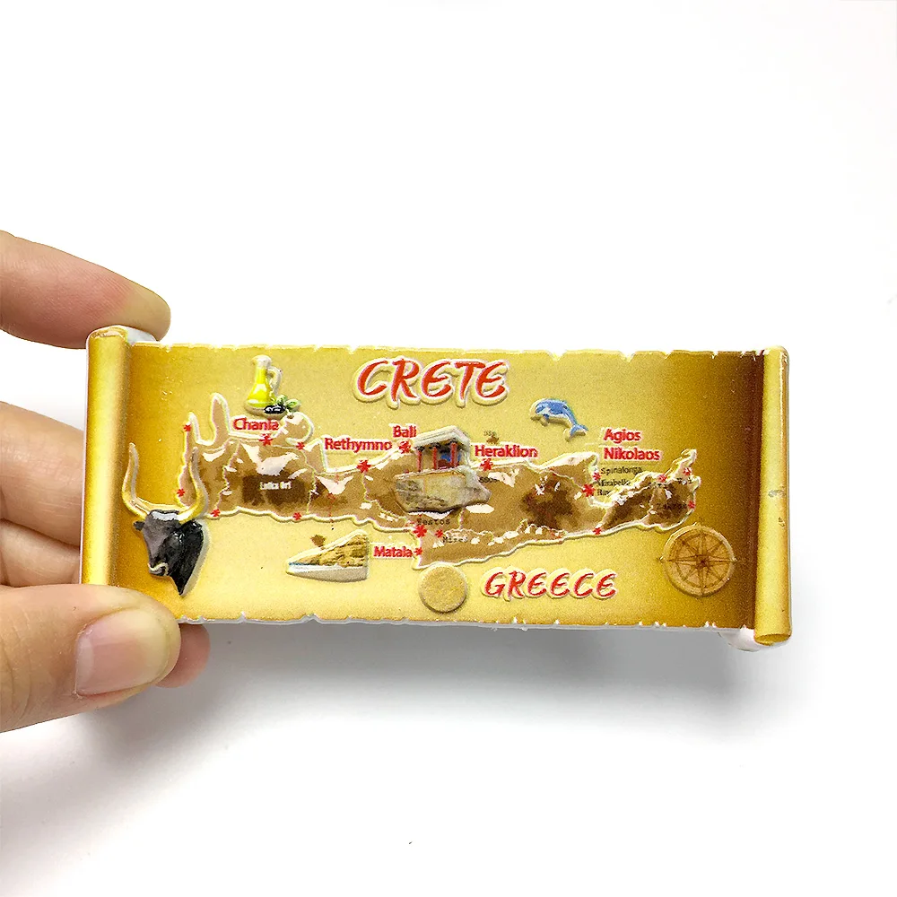 

‌Greek Crete 3D Resin Fridge Magnet Home Decor Travel Souvenir Strong Magnet Classic Scenery‌
