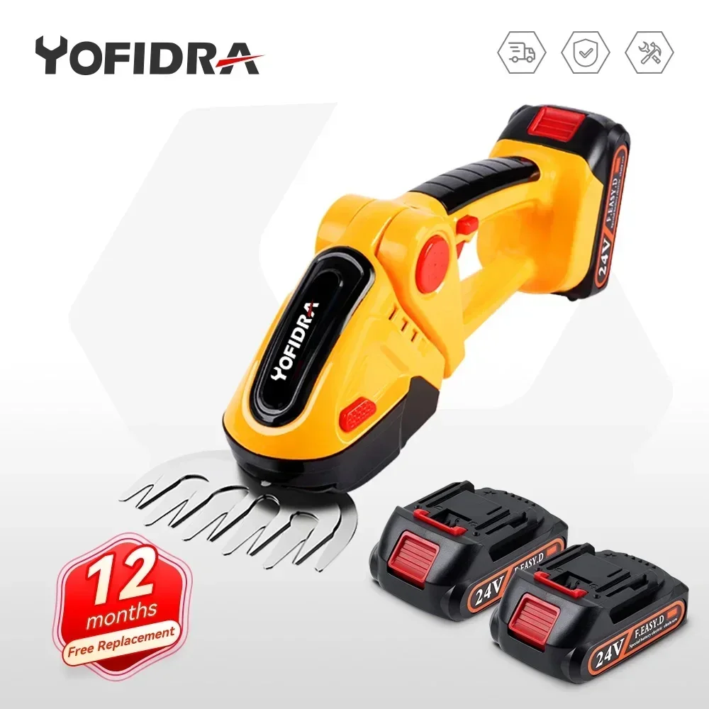 Yofidra 24V 2 in 1 Electric Hedge Trimmer 20000rpm Household Lawn Mower  Garden Bush Scissors Grass Scissors Power Tool