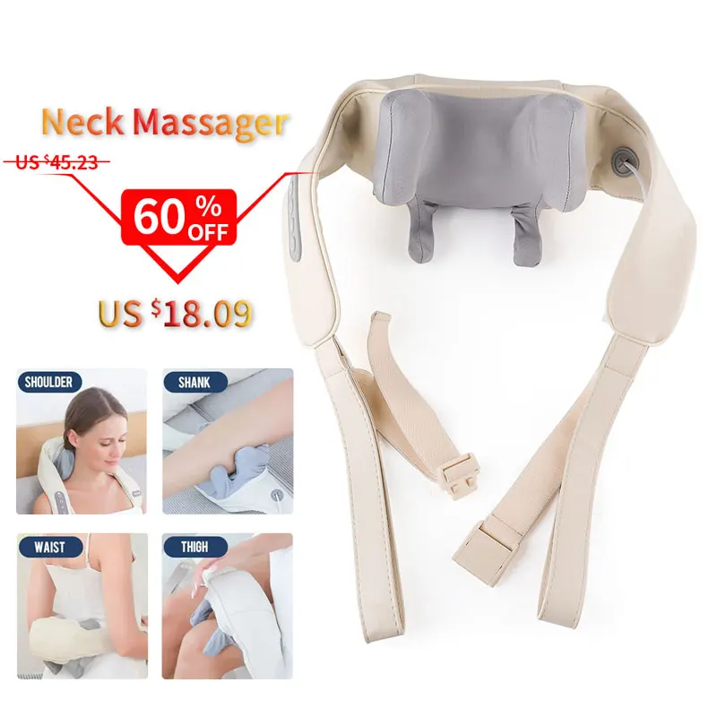 

Wireless Cervical Massage Shawl Body Shoulder Leg Arm Neck and Back Deep Kneading Massage Machine Trapezius Muscle Pillow