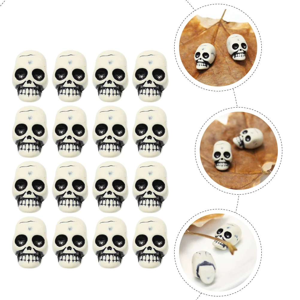 50Pcs Small Skull Head Halloween Decoration Resin Horror Skull Decor for Haunted House Party Photo Props Skulls