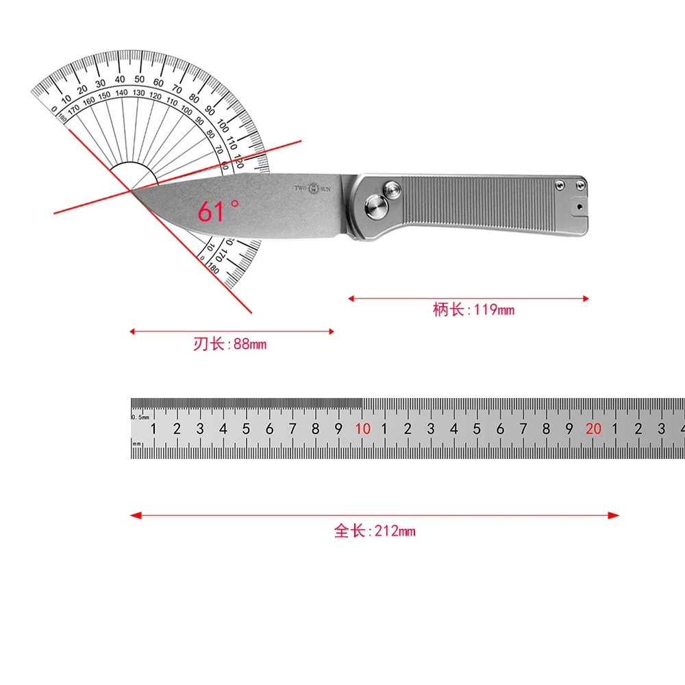 TWO SUN TS358  Folding Knife D2 Blade Kitchen Titanium Alloy Handle Camping Outdoor Survival EDC Tools