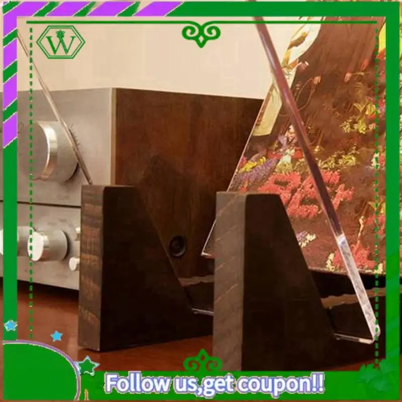 

Latest-3Set Vinyl Record Storage Holder Large Capacity Acrylic Ends Display Stand Wooden LP Vinyl Album Desktop Rack
