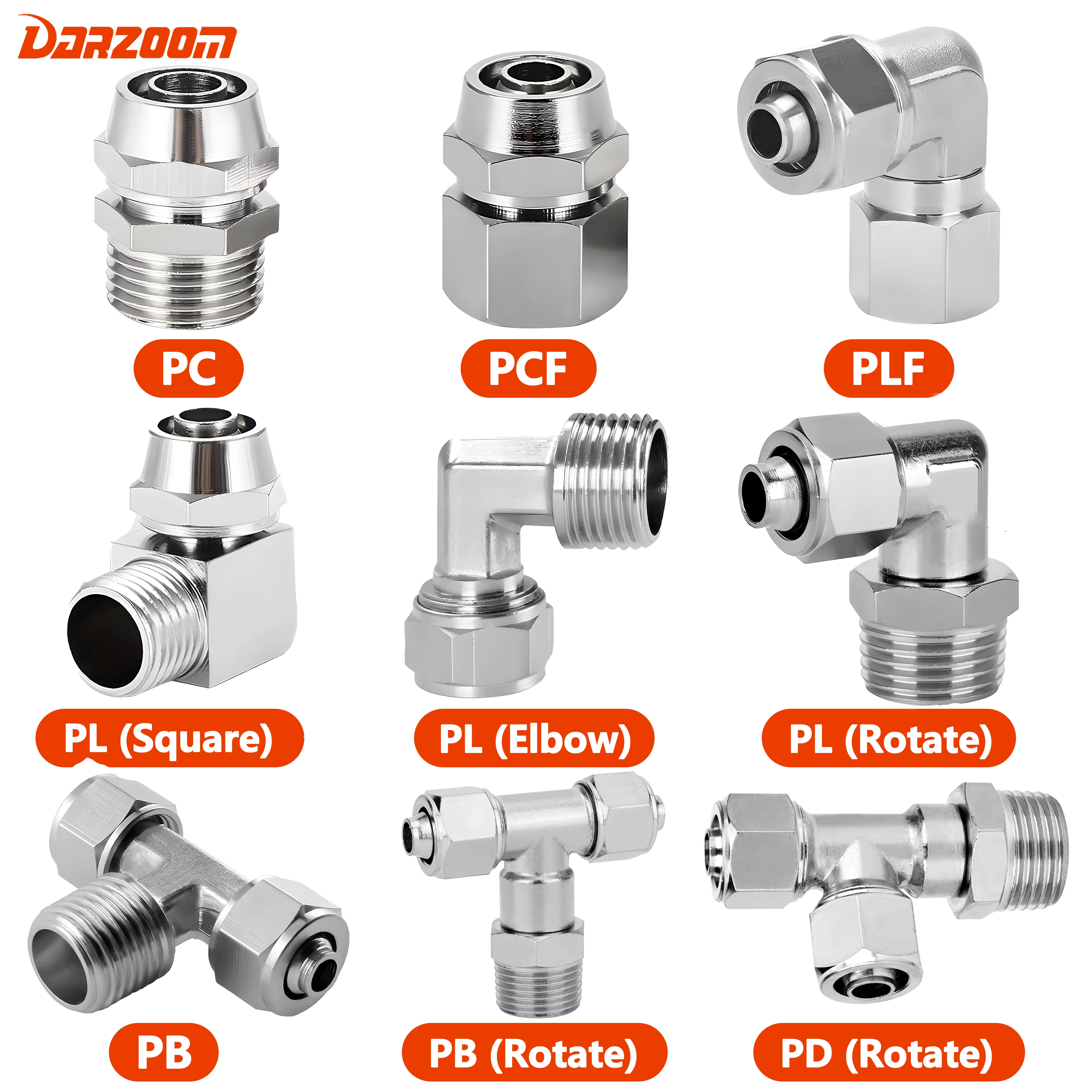 Copper Pneumatic Fittings Air Fitting OD 4 6 8 10 12 mm Thread 1/8 3/8 1/2' 1/4'BSP Quick Connector For Hose Tube Connectors