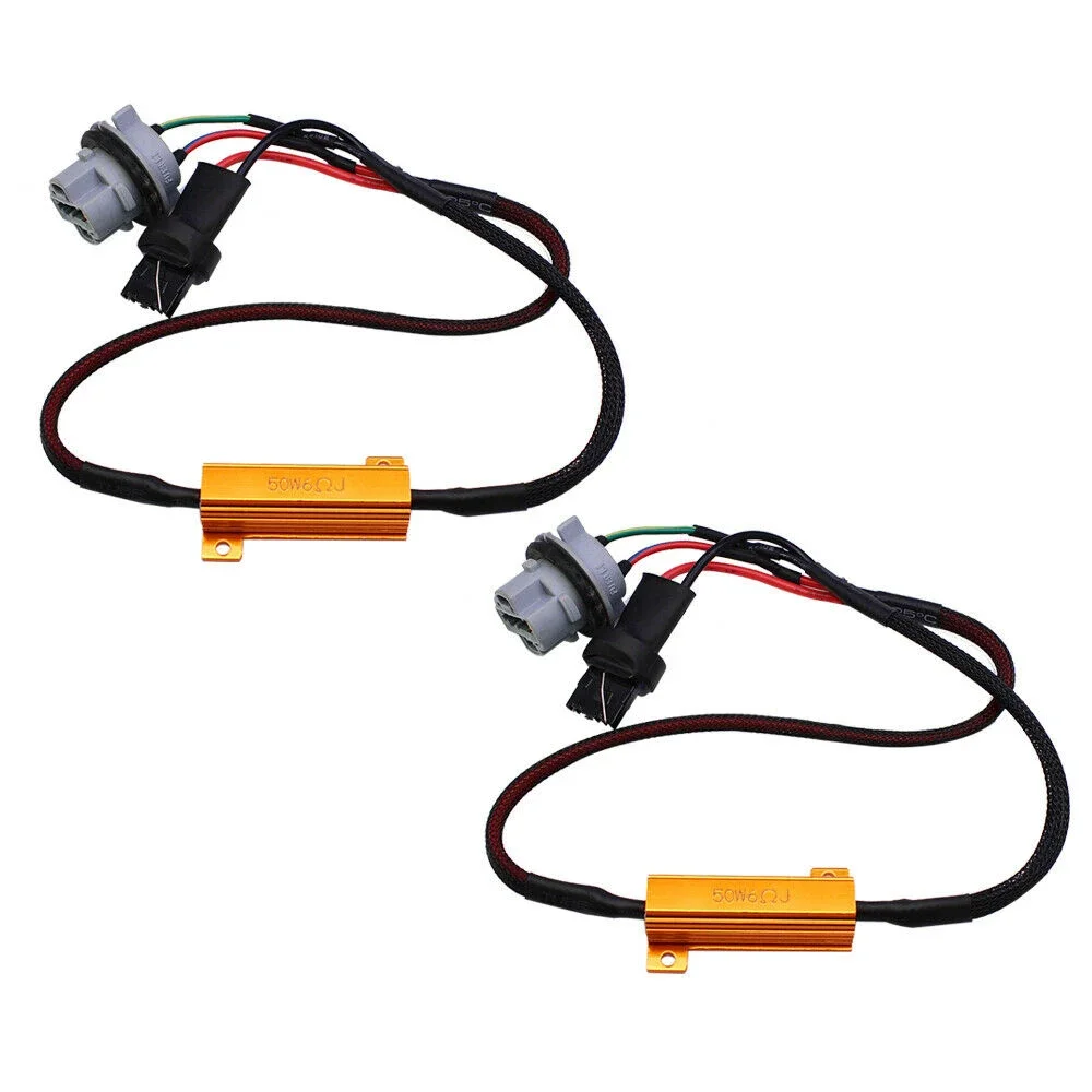 2PCS 7440 7443 50W LED Decoder Load Resistor Canbus Error Free Canceller Fix Hyper Flash Flasher Blinker Issue