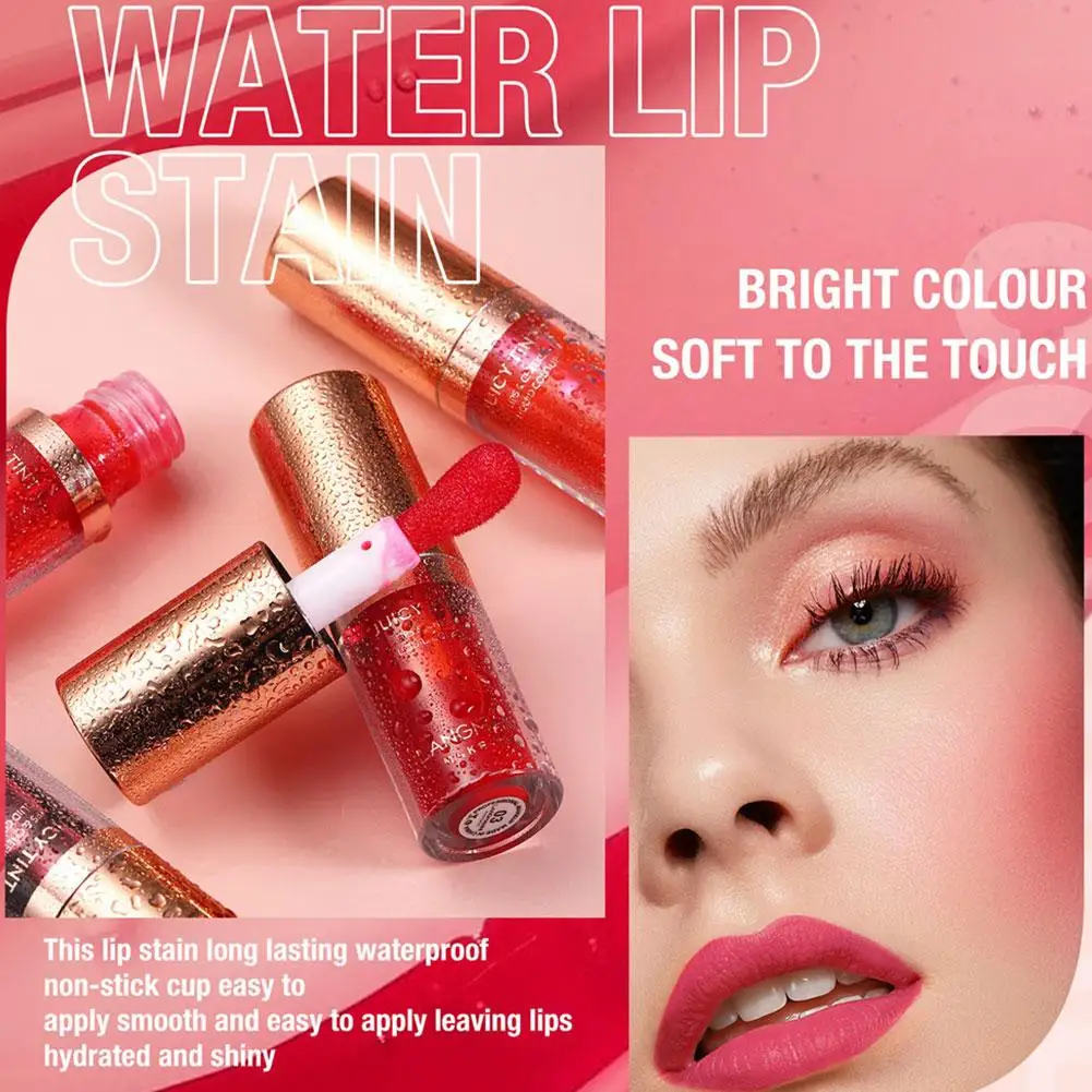 Tinte de labios líquido de agua de espejo para mujer, lápiz labial brillante a prueba de agua, taza líquida de larga duración, palo hidratante, cosmético de labios F9M3