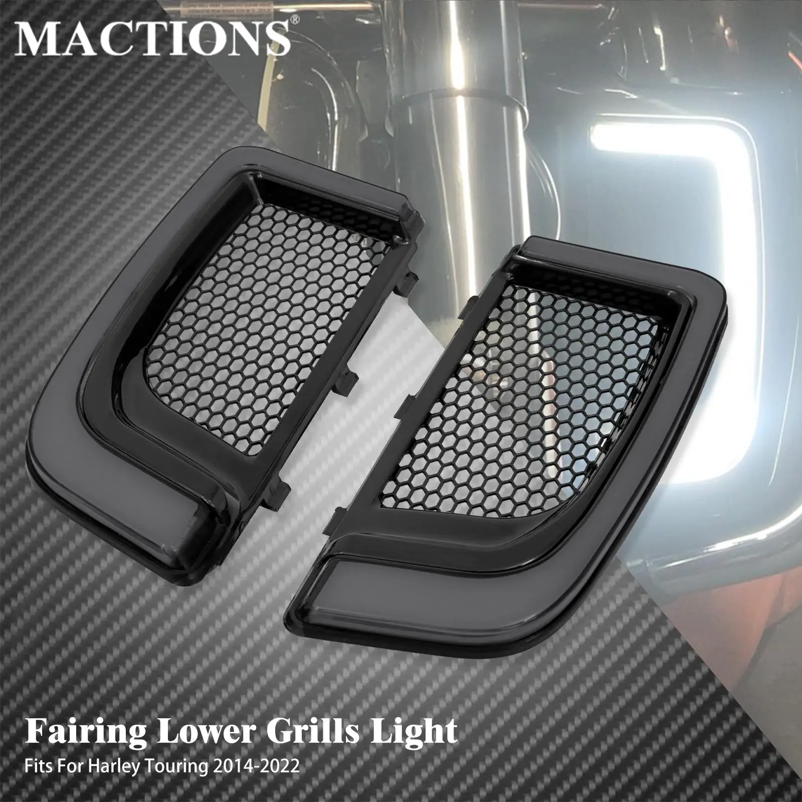 

Motorcycle Black LED Turn Signal Fairing Lower Grills Running Light For Harley Touring Road Electra Glide CVO Limited 2014-2022