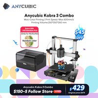 ANYCUBIC Kobra 3 Combo Multi-Color FDM 3D Printer With Max 600mm/s Printing Speed Build Size 250x250x260mm Print in 4 to 8 Color