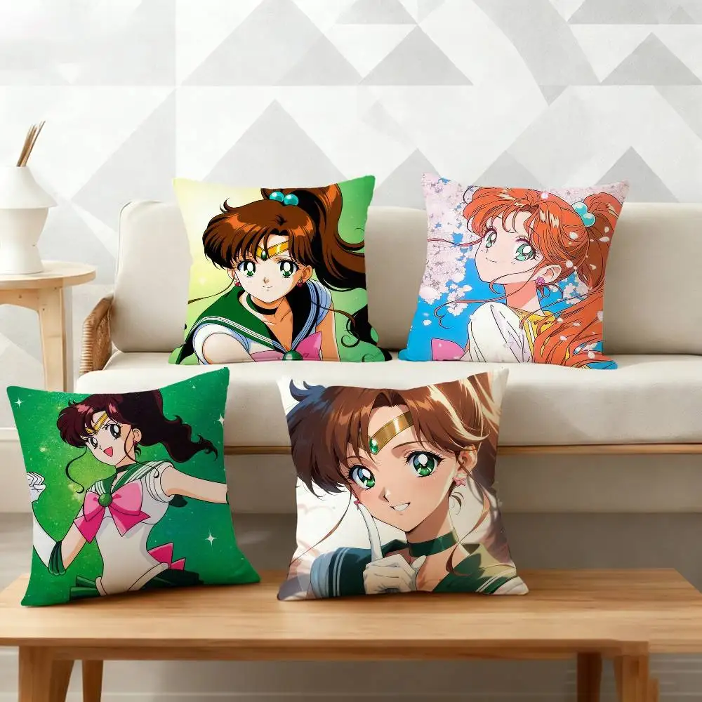 

Makoto Kino Sailor Jupiter Pillow Case for Sofa Living Room Home office Decor Protective Cover