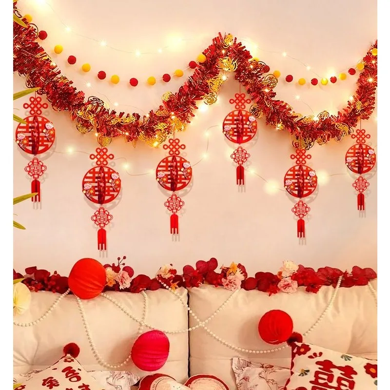 wedding-color-bar-decoration-happy-character-pendant-bedroom-pendant-top-strip-color-latte-wedding-arrangement