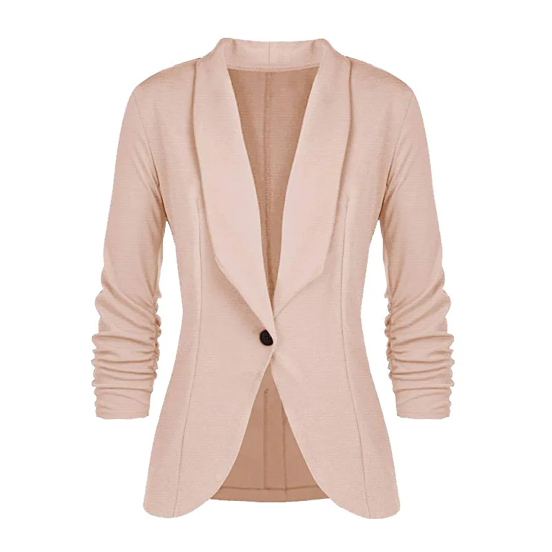 Autumn Women's Folded Sleeves Work Office Jacket Suit Small Suit