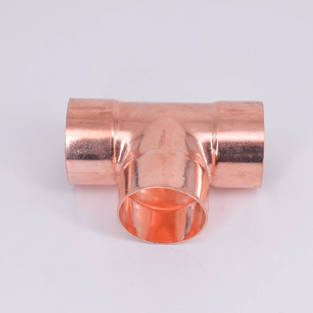 

1/4" 3/8" 1/2" 5/8" 8 10 12 15 16mm ID 99.9% Copper End Feed Solder Tee 3 Ways Plumbing Fitting Coupler For Air Condition