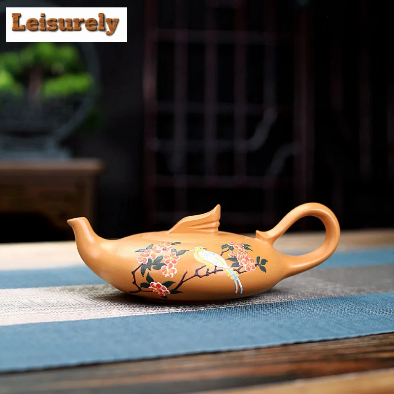 

180ml Exquisite Yixing Purple Clay Teapots Handmade Smooth Sailing Pot Raw Ore Gold Section Mud Kettle With Filter Zisha Tea Set