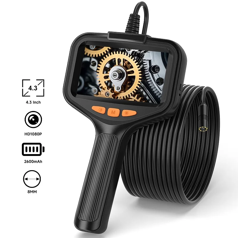 

4.3" Waterproof Industrial Endoscope Camera w/8mm(5.5mm) Lens IP68 for Auto/Pipe Inspection Dual Lens Option 2600mAh