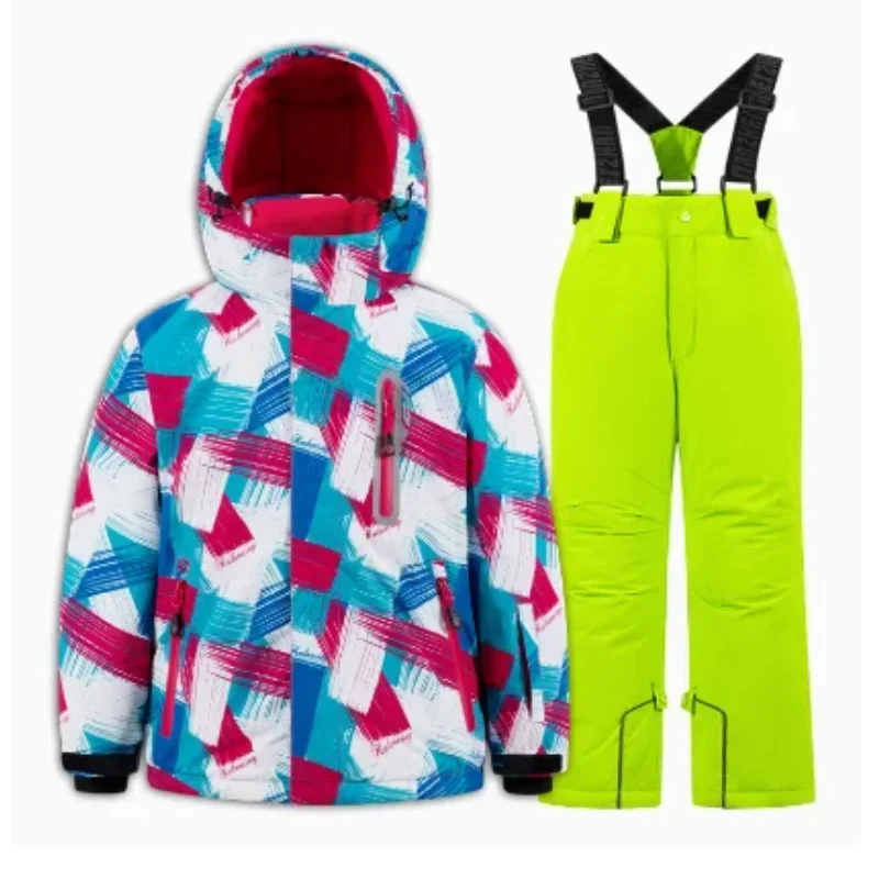 

2025 Winter Boys' and Girls' Split Thick Warm and Waterproof Ski Suit Set