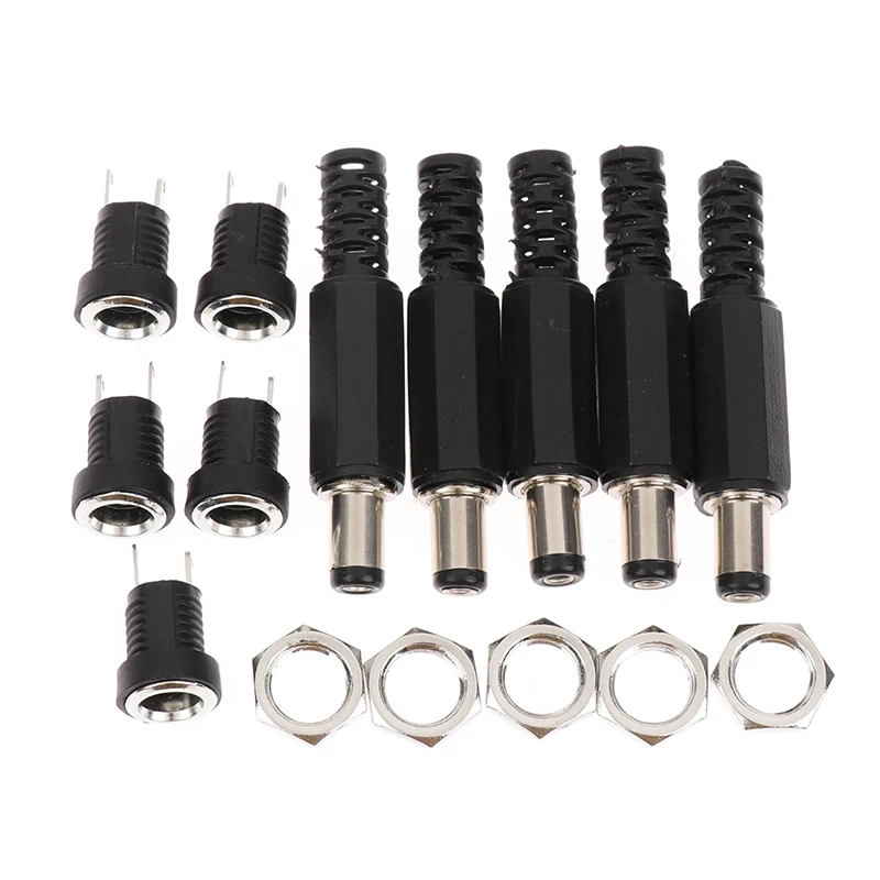 【5Pairs 5.5 X 2.1 DC Male Female Terminal 12V DC Power Supply Plug Socket Adapter】