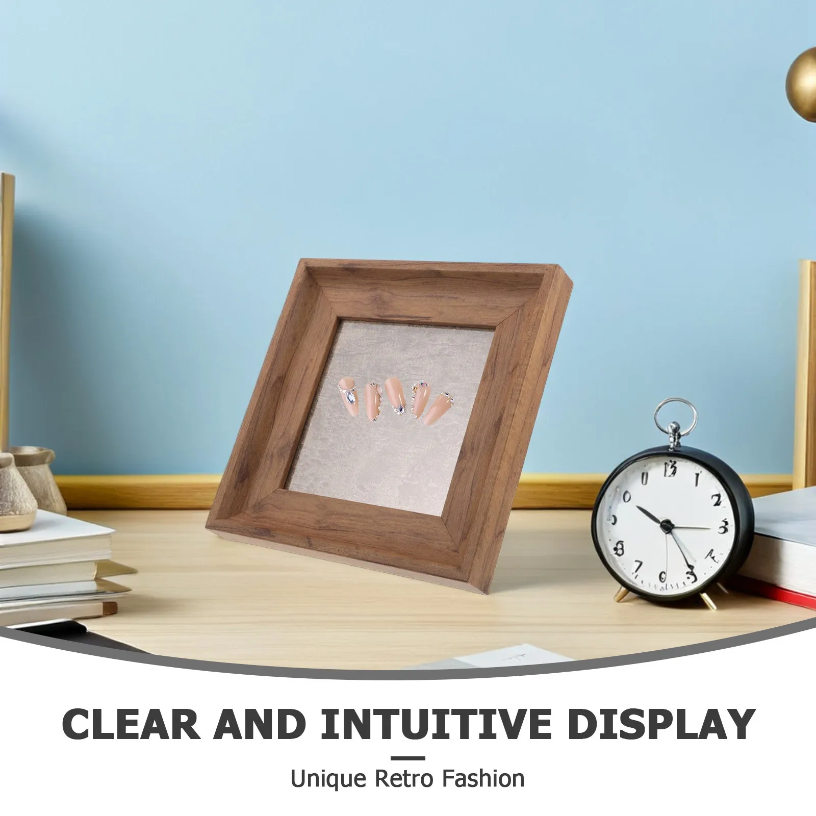 Nail Art Display Stand Nail Color Chart Acrylic Board Fake Tips Wooden Photo Frame Manicure Salon Desk Showing Accessories