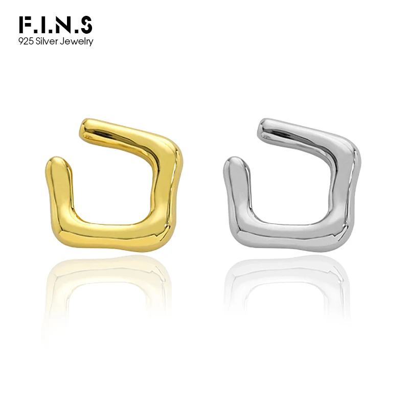 F.I.N.S CUSTOM 1PC Silver 925 Earrings without Ear Hole Smooth Geometric Sterling Silver Ear Cuff Fake Piercing Catilage Jewelry