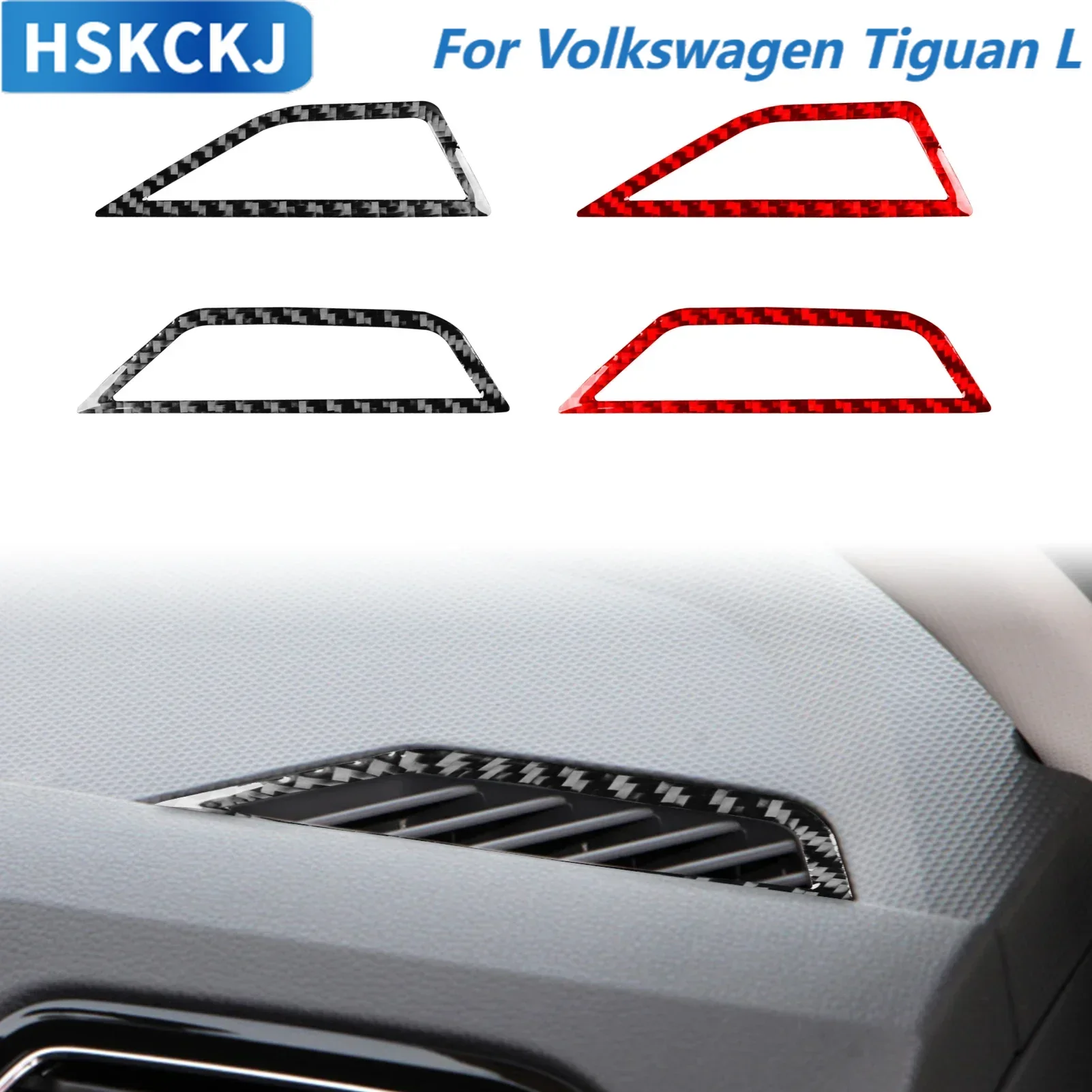

For Volkswagen Tiguan L 2019—2021 Car Accessories Carbon Fiber Dashboard Sides Air Vent Frame Cover Trim Sticker Modification