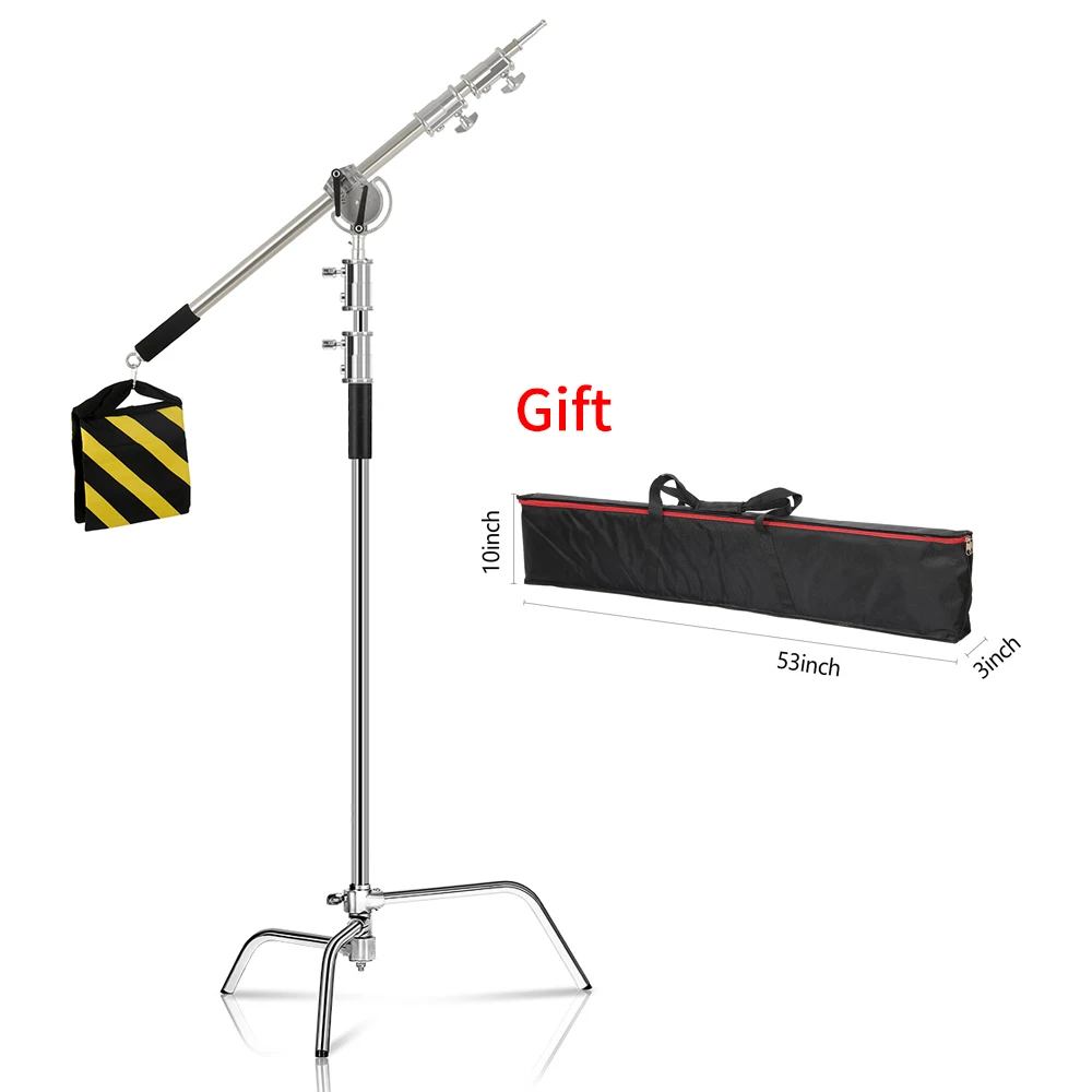 SH 2.9m Light Stand With Stainless Steel Kit Cross Arm  With Weight Bag Photo Studio Accessories Extension Telescopic Rod 2.49M