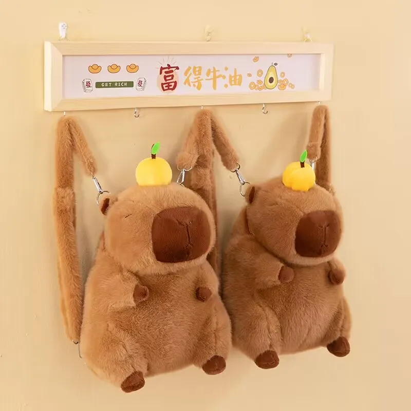 Capybara Plush Backpack Kawaii Fashion Plushie Doll Fur Bag Children's Bag Shoulder Bag Mini Knapsack Bags Gifts For Girlfriend