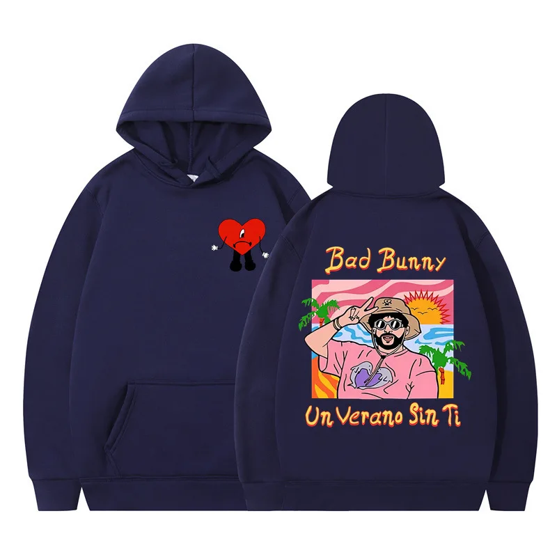 

New Bad Bunny Print Hoodies Sweatshirts Men Women Fashion Casual Hip Hop Hoodie Boys Coats Bad Bunny Pullover Hooded Clothing