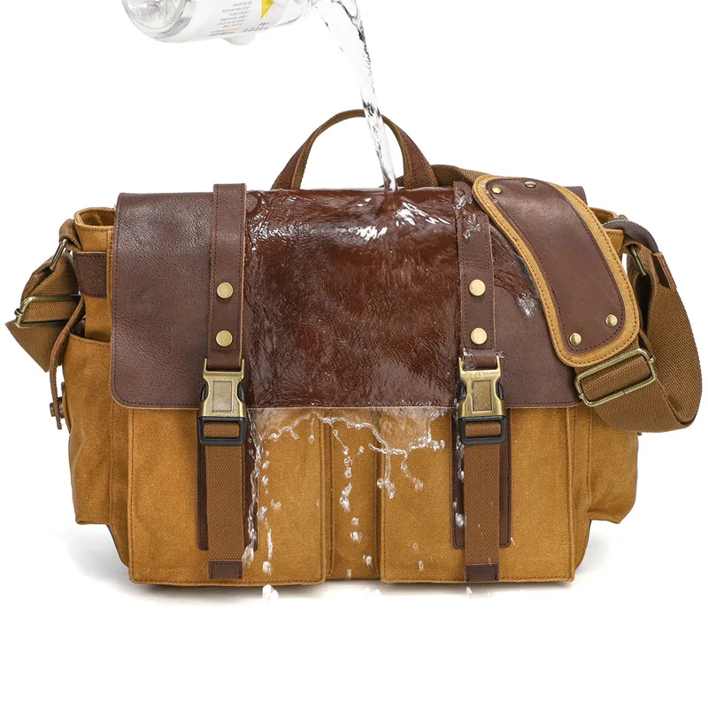 

Vintage Men Canvas Laptop Briefcase Women Leather Messenger Crossbody Bags Fashion Shoulder Sling Casual Bag Shoulder Bag Hombre