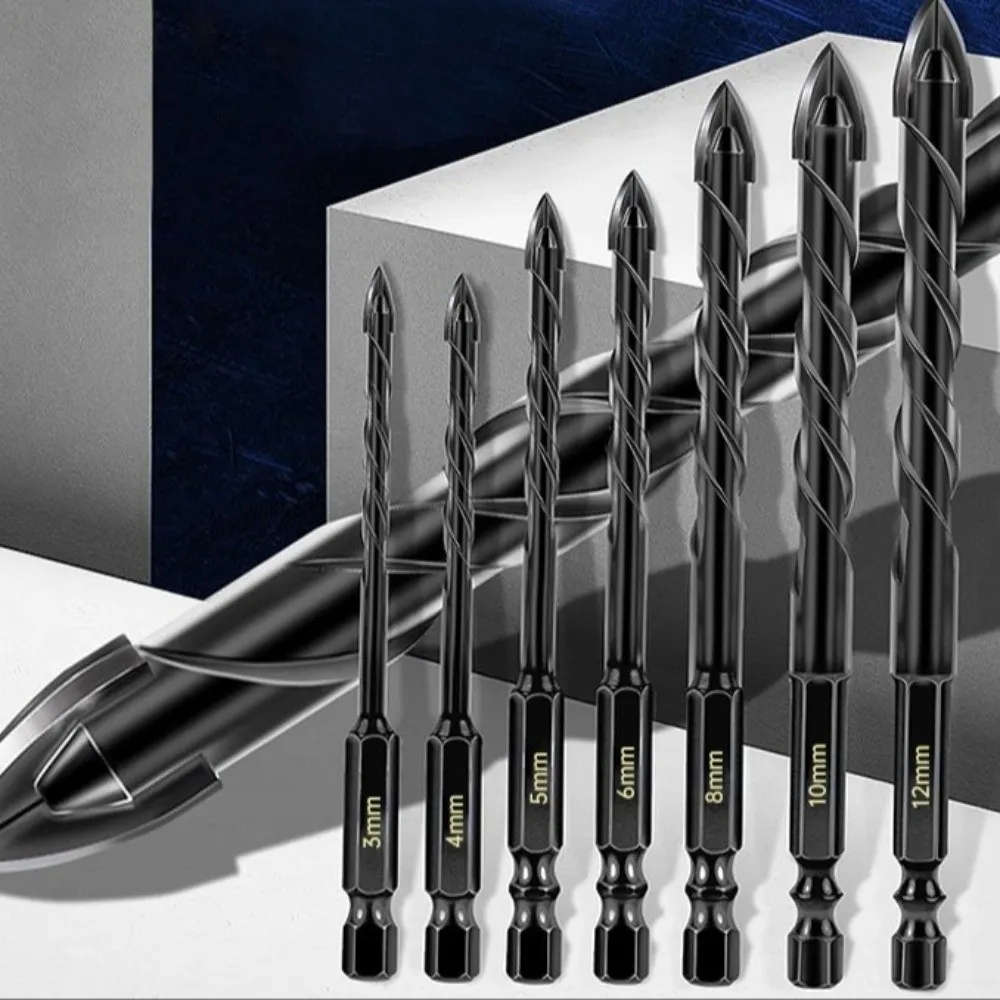 3-12mm Cross Hex Tile Drill Bit Set Precision Ground Professional Concrete Drill Bit Multifunction Hard Alloy Drill Bit
