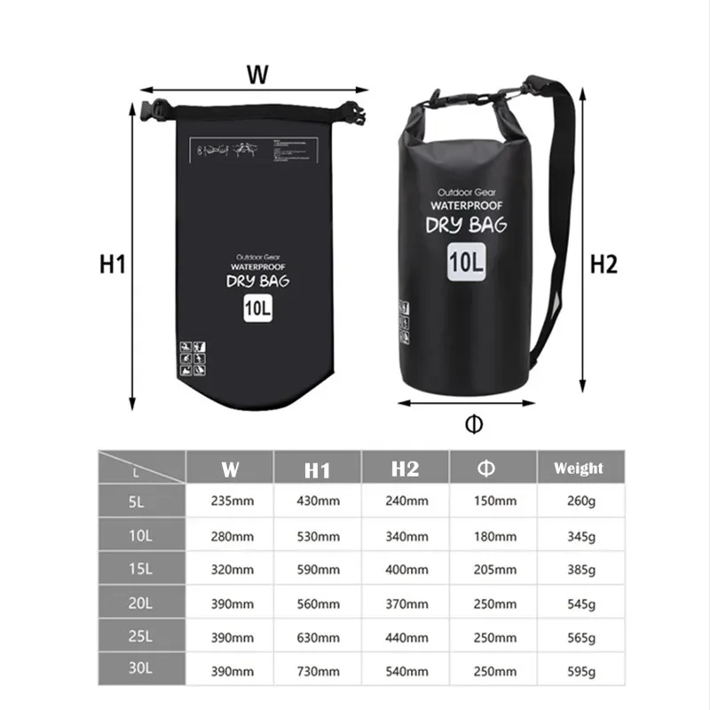 Wodoodporna torba na siłownię tratwa Rolltop męska sucha 20l paczka kobieta 30 litrowa torba na plażę kemping plecak trekkingowy sporty pływackie