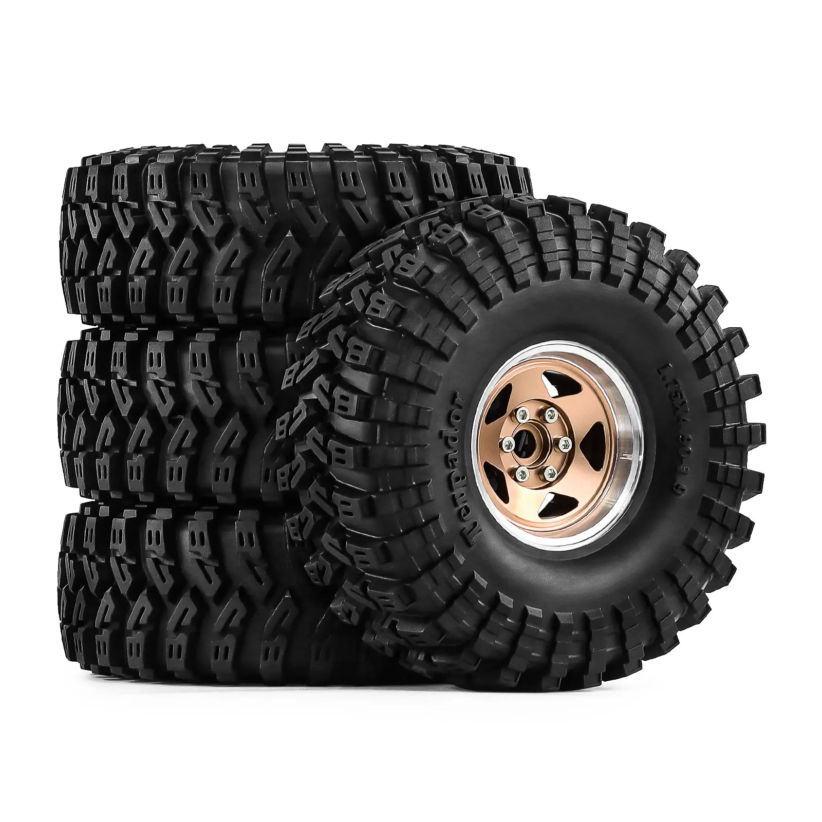 

4Pcs 1/10 RC Crawler 1.9 Beadlock Wheels Tires Height Soft for Traxxas TRX4 Axial SCX10 II III Redcat Gen 8 Rocks Mud