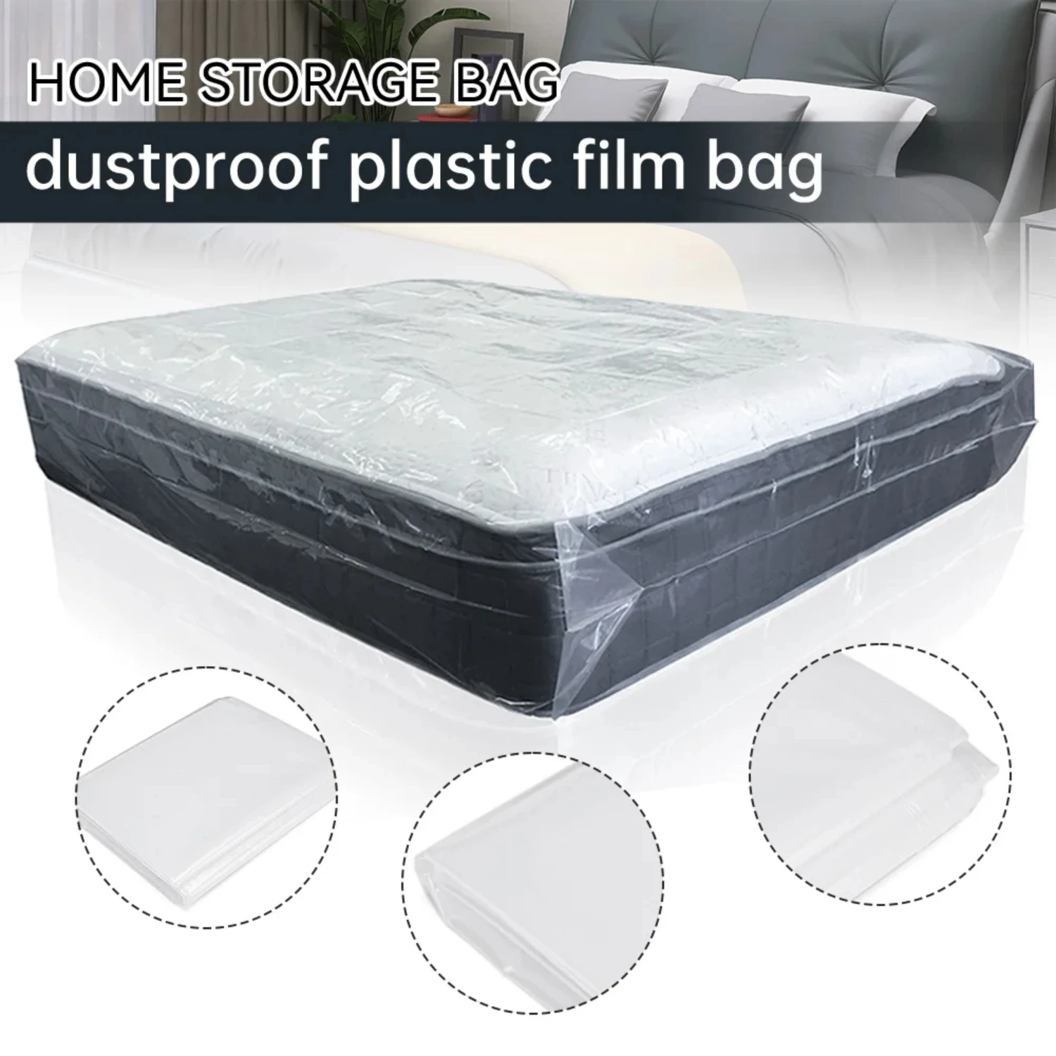 Transparent PE Mattress Protector Packaging Bag for Moisture-proof and Dust Cover, 0.08mm Thickness, 150/200x240x35cm, Ideal for